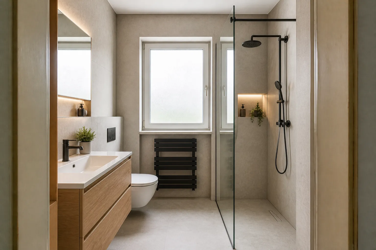 Dasselbe Badezimmer nach der Sanierung